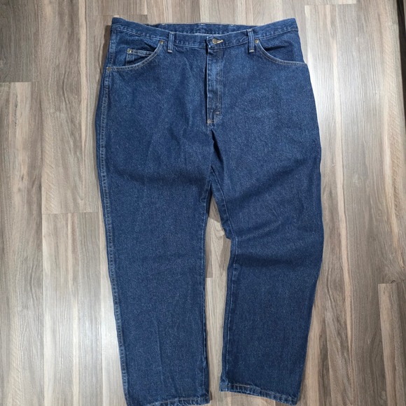 Wrangler Other - Wrangler Regular Fit Mens Jeans 42x30 Dark Wash Blue Denim 96501MR Cotton